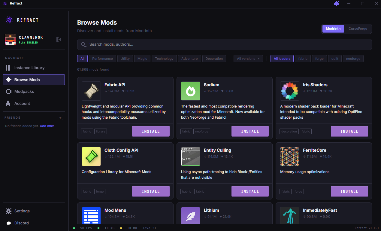 Refract mod browser